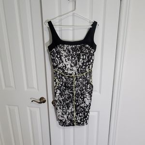 Black and white dress with yellow detail